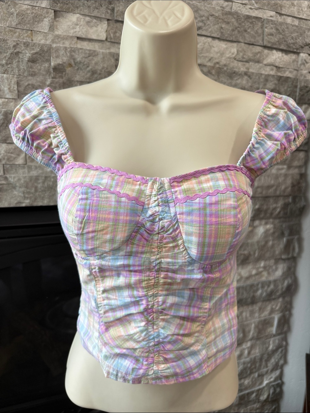 SO Pastel Plaid Crop Top